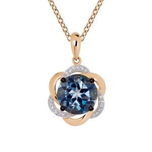 Złota zawieszka z diamentami i topazem London Blue Verona 19963