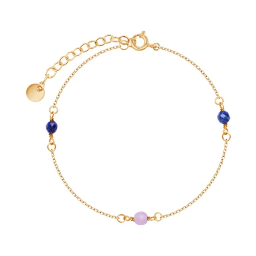 Bransoletka srebrna pozłacana z lepidolitem i lapisem lazuli Verona BS54845
