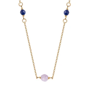 Naszyjnik srebrny pozłacany z lepidolitem i lapis lazuli Verona NS54845