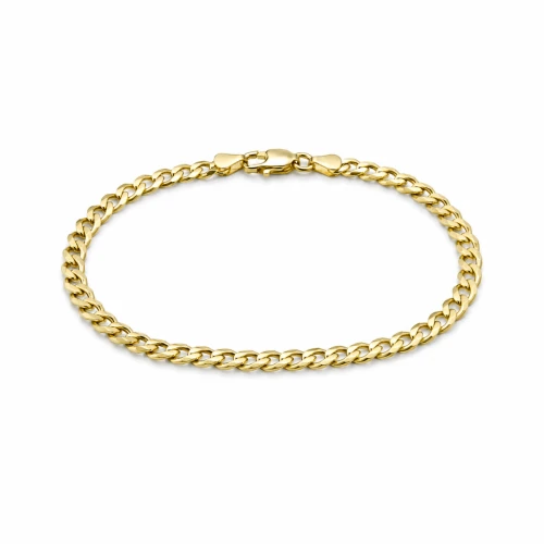 Złota  bransoletka płaska pancerka 6 mm 585