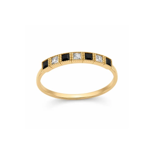 Złoty pierścionek rings z cyrkoniami r. 19