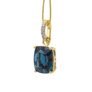 Złota zawieszka Topaz London Blue diamenty Verona 18525LT