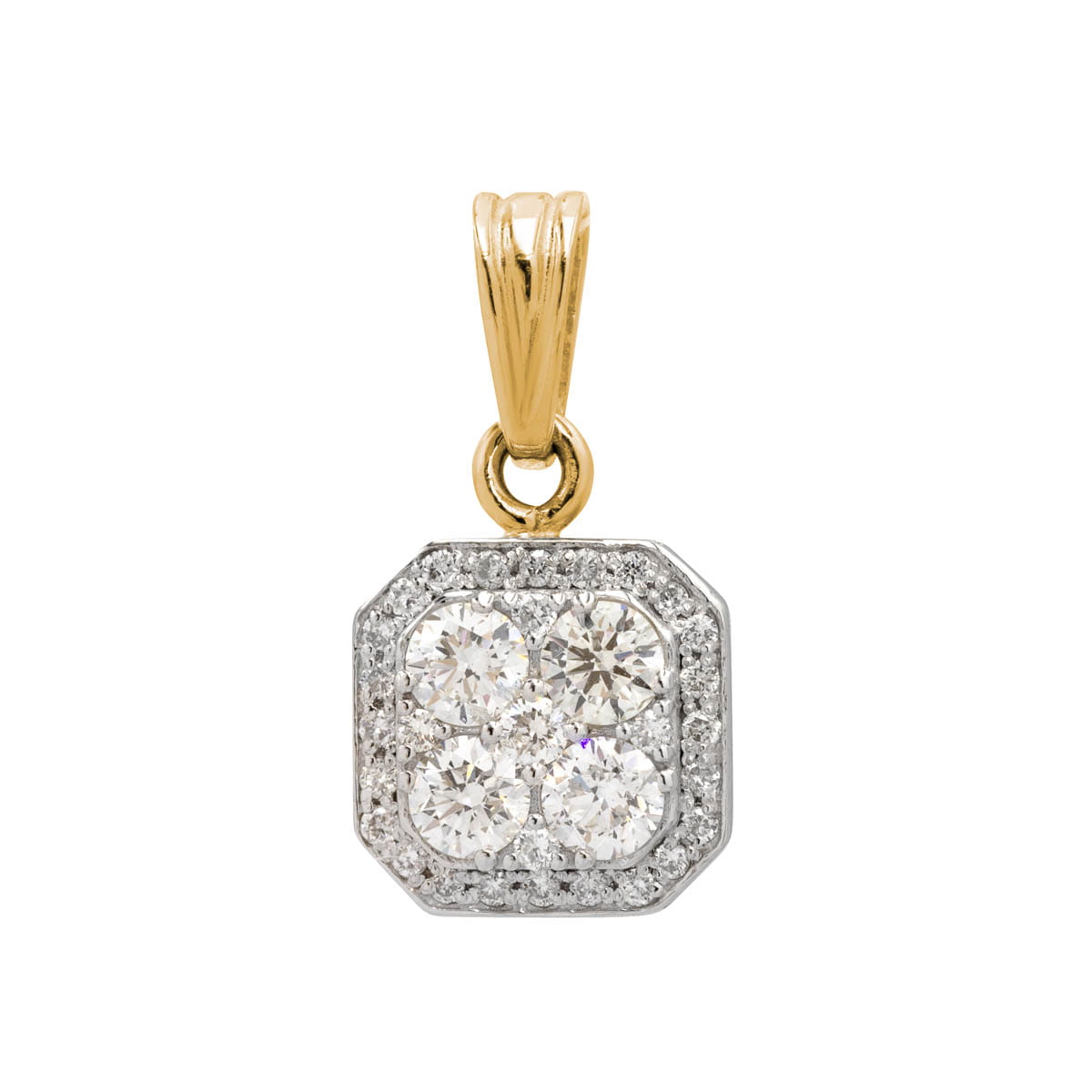 Złota zawieszka kwadratowa z diamentami i białym złotem 0,43 ct